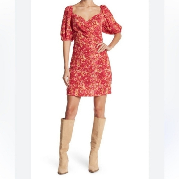 NWT Lucy Paris Laurie Puff Sleeves Dress large - Picture 1 of 6